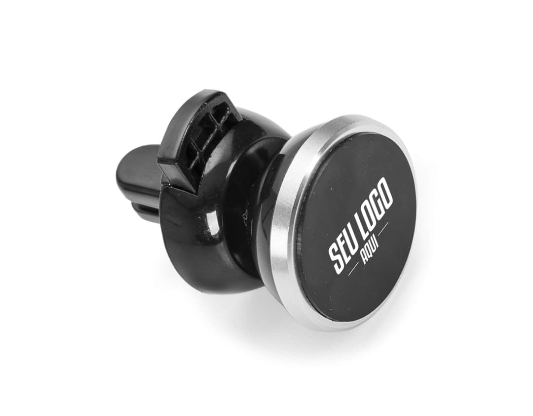 Suporte Magnético Veicular - 02: Com design moderno e prático, este suporte é o equipamento ideal para manter seu celular seguro no carro. Feito em plástico resistente e acabamento cromado, possui ímãs poderosos para fixação segura. Indispensável para sua comodidade ao dirigir. Compre já!