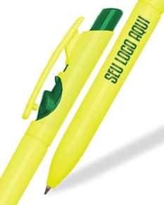 Caneta plástica personalizada de alta qualidade para brindes e eventos. Design moderno e cores vibrantes. Ideal para escrita suave e precisa. Peça já a sua!