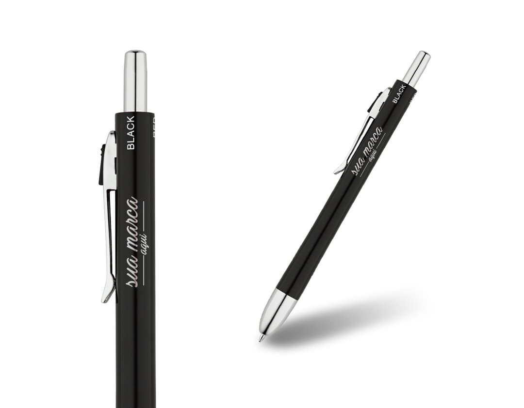 Kit caneta e lapiseira com estojo - 02: Ferramentas de escrita de alta qualidade para escritório e negócios. Feitas em metal prateado, ideais para assinaturas, documentos e organização financeira. Um conjunto elegante e funcional para o sucesso de suas atividades diárias. Adquira agora!