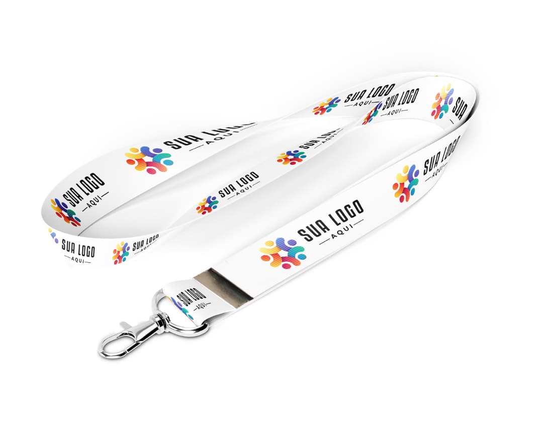 Cordão para crachá com mosquetão de 85 cm x 1,5. Design moderno e colorido, perfeito para identificação em eventos e empresas. Tecnologia e estilo em um único acessório. Conheça nossos produtos de brindes corporativos!