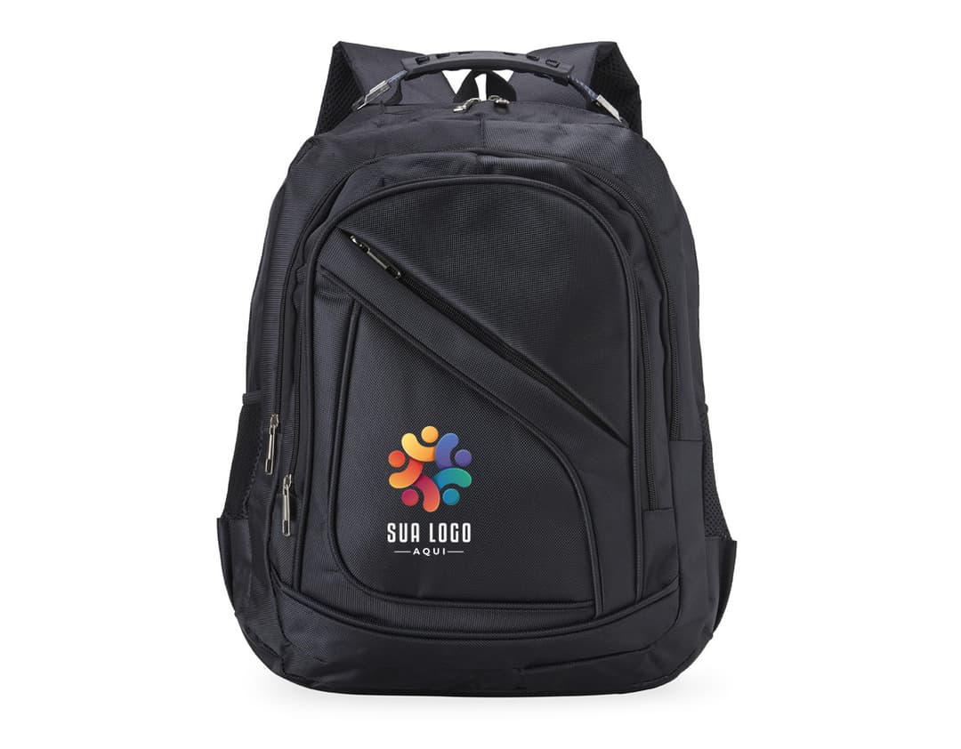 Mochila resistente feita de nylon e poliéster.
