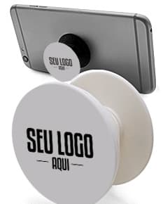 Suporte para celular PopSocket na cor 07, com design prateado e padrão geométrico.
