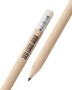 Mini lápis com borracha em close-up, objeto de papelaria amarelo e preto. Ideal para desenho, escrita e trabalho escolar.