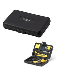 Kit ferramenta 11 peças preto e prata para escritório e negócios. Ideal para guardar chaves, objetos e acessórios eletrônicos com segurança. Equipamento moderno e compacto. Perfeito para organizar e armazenar dados e informações importantes. Adquira já o seu!