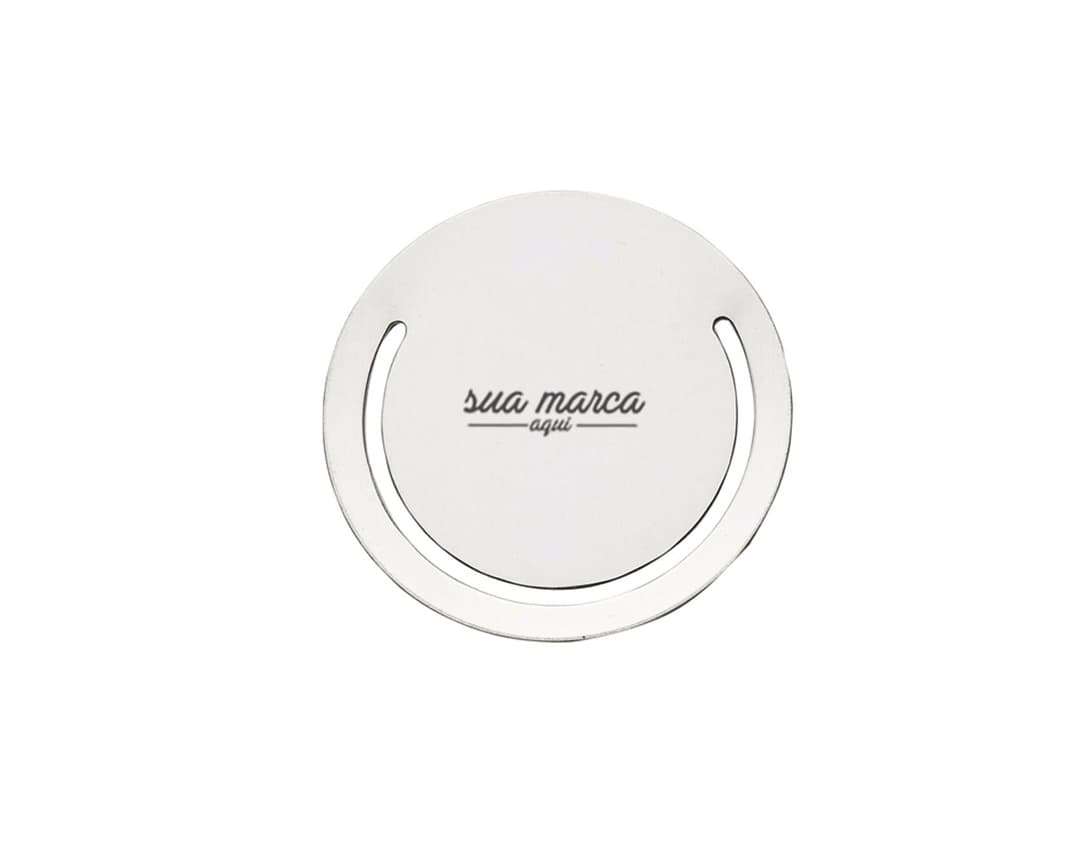 Marcador de Página - Design metálico e formato redondo, o marcador de página é o brinde ideal para destacar suas anotações. Prático e sofisticado, é perfeito para quem busca estilo e organização no dia a dia. Aproveite!
