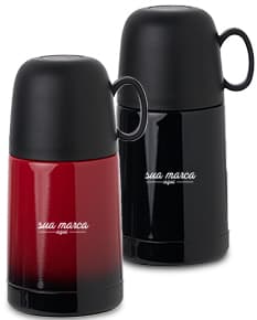 Garrafa térmica 250ml de metal brilhante para manter suas bebidas quentes ou frias por horas. Ideal para levar para o trabalho, viagens ou academia. Design elegante e funcional para cuidar da sua hidratação diária. Adquira já a sua!