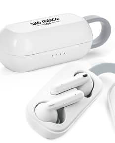 Fone wireless bluetooth 5.0 em ABS cor rosa, modelo de porquinho cofrinho, dispositivo eletrônico com conexão sem fio, ideal para economia e finanças, simbolizando segurança e investimento.