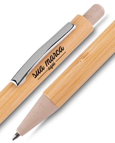 Caneta de bambu, ideal para escrita suave e sustentável. Feita de madeira e aço, perfeita para uso escolar e profissional. Adquira já a sua!