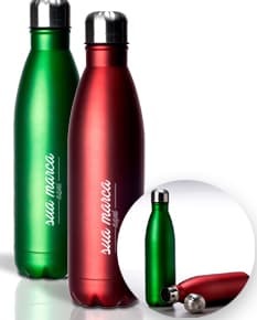 Garrafa Inox 750ml - Ideal para manter sua saúde em dia! Garrafa de luxo em inox, brilhante e elegante, perfeita para manter sua bebida sempre fresca. Acompanha tampa em plástico, sendo ideal para brindes corporativos e tratamentos de saúde. Adquira já a sua!