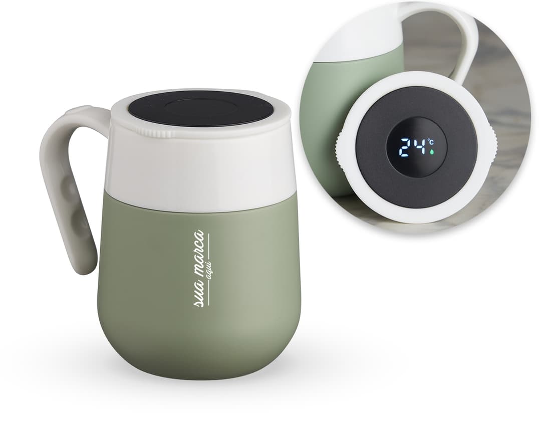Caneca térmica de 500ml com display LED para manter sua bebida quente por mais tempo. Perfeita para café, chá e outras bebidas. Ideal para começar o dia com estilo e praticidade. Aproveite!