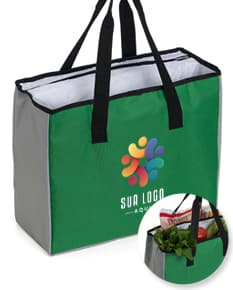 Sacola térmica 25l em couro marrom de luxo para compras e presentes. Design elegante e moderno, perfeito para manter seus itens frescos durante o transporte. Ideal para quem busca estilo e praticidade. Adquira já a sua!