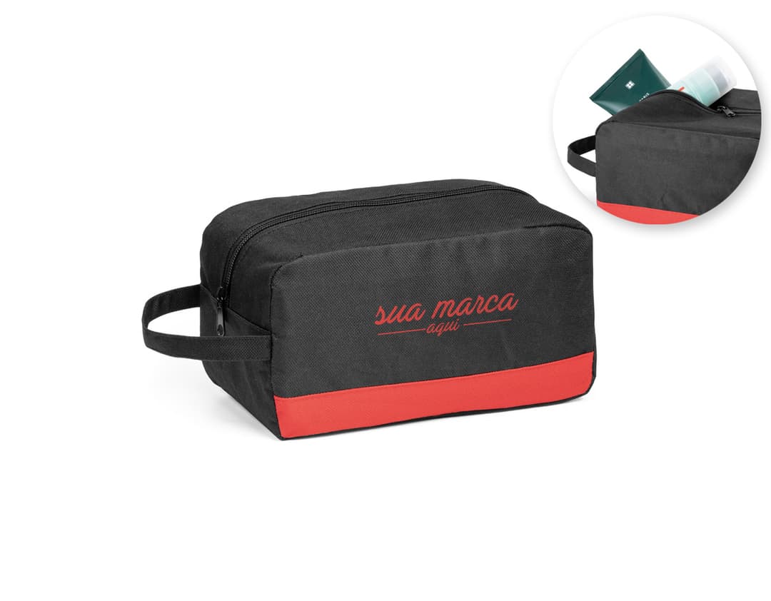 Nécessaire de Couro Preto - Ideal para Organização e Estilo. Compartimento espaçoso em couro de alta qualidade para guardar seus objetos pessoais com elegância e praticidade. Perfeito para viagens e uso diário. Adquira já o seu!