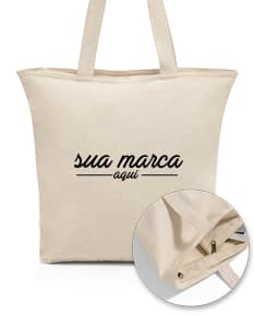 Sacola de algodão marrom vazia para compras e presentes, feita de material reciclável e ideal para embrulhar seus brindes. Leve e prática, perfeita para o seu negócio. Adquira já!