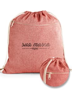 Mochila saco de algodão 370 x 410 mm, perfeita para presentes e celebrações. Feita de couro marrom e tecido resistente, ideal para compras e passeios. Compre já!