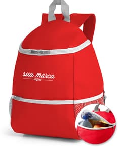 Mochila térmica de 600D preta com bolso frontal, feita de couro e nylon, possui alça de transporte e zíper. Ideal para viagens e armazenamento de objetos. Elegante e moderna, é perfeita para uso pessoal ou empresarial.