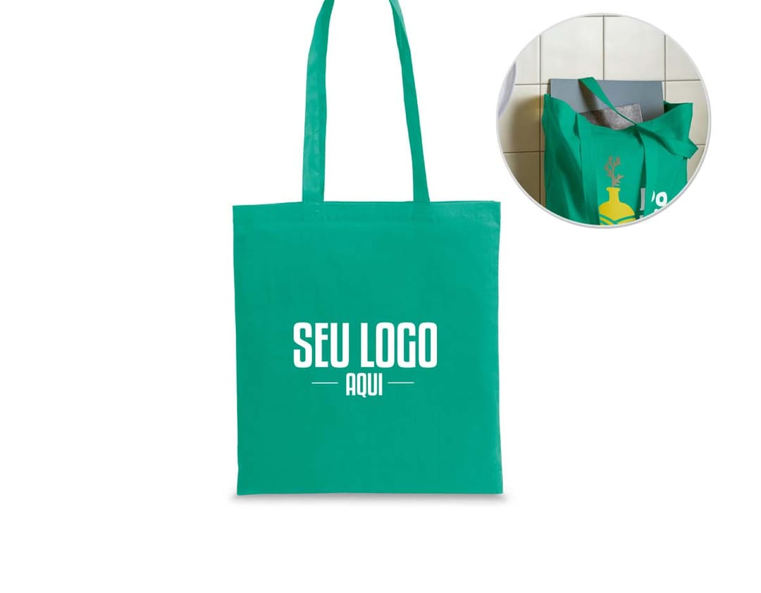 Sacola de algodão reciclado rPET 180 g em cor azul marinho.