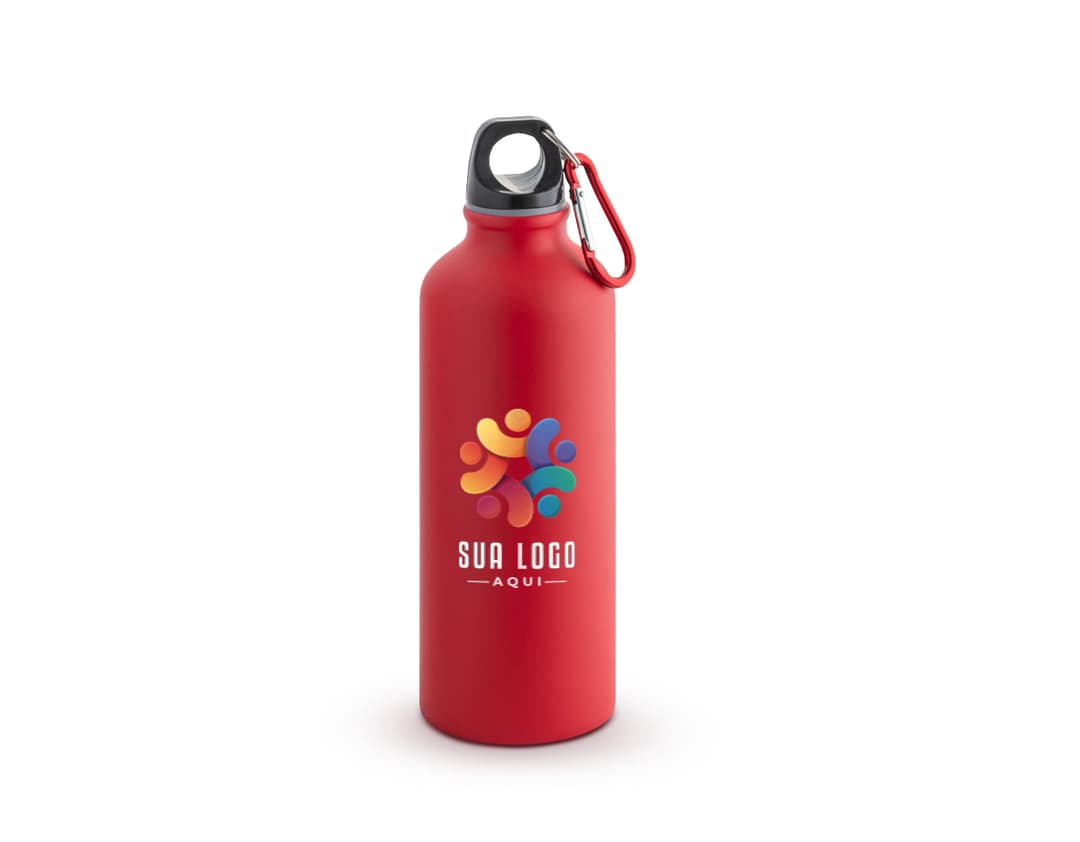 Squeeze de alumínio com capacidade de 550ml e mosquetão.