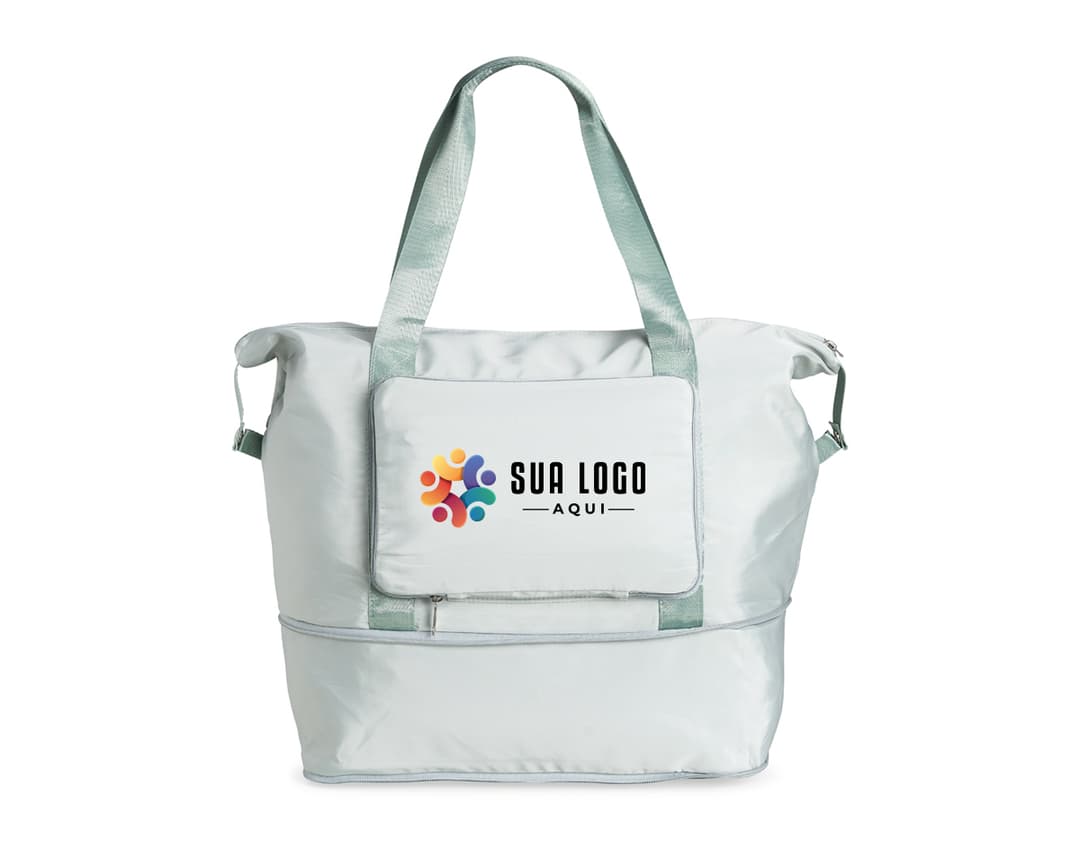 Bolsa Dobrável 35 litros em plástico moderno e elegante, com alça de mão e alças ajustáveis. Design prático e compacto, ideal para compras, viagens ou uso diário.