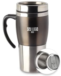Caneca 400ml de metal para café, chá e bebidas em geral. Ideal para uso doméstico ou corporativo, com capacidade perfeita para suas pausas. Qualidade e estilo em um único produto!