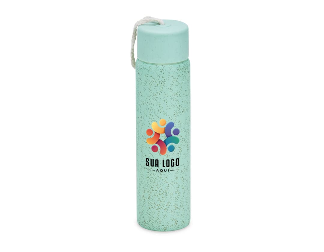 Garrafa de Vidro 330ml transparente com tampa de metal.