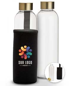 Garrafa de vidro de 650ml com capa de neoprene.