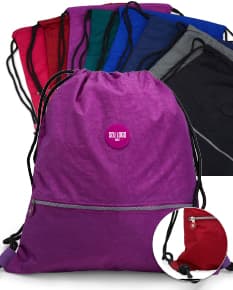 Mochila saco de nylon preto, resistente à água, com zíper e alça de couro. Ideal para viagens e estilo fashion.