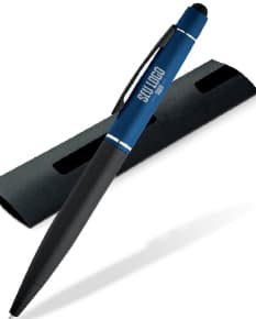 Caneta em alumínio de design moderno para escrita em papel e assinatura de documentos. Perfeita para uso em casa, escritório ou escola. Com ponta de metal resistente e tinta de qualidade. Adquira já a sua caneta premium!