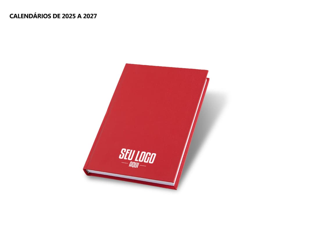 Agenda 2025 Cromato com capa preta e detalhes em dourado, apresentando páginas mensais e semanais, marcadores de páginas coloridos e elástico para fechamento.