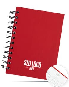 Capa emborrachada da Agenda 2025 em azul marinho com detalhes dourados e elástico para fechamento.