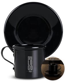 Xícara 100ml com Pires em Alumínio.