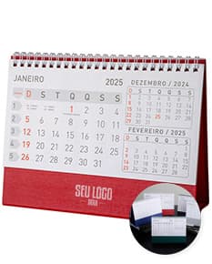 Calendário de Mesa 2024 em Papel 115g. com design moderno e organizado, contendo datas, meses, semanas e dias do ano. Ideal para uso em escritórios, oferecendo controle de tempo e planejamento eficiente.