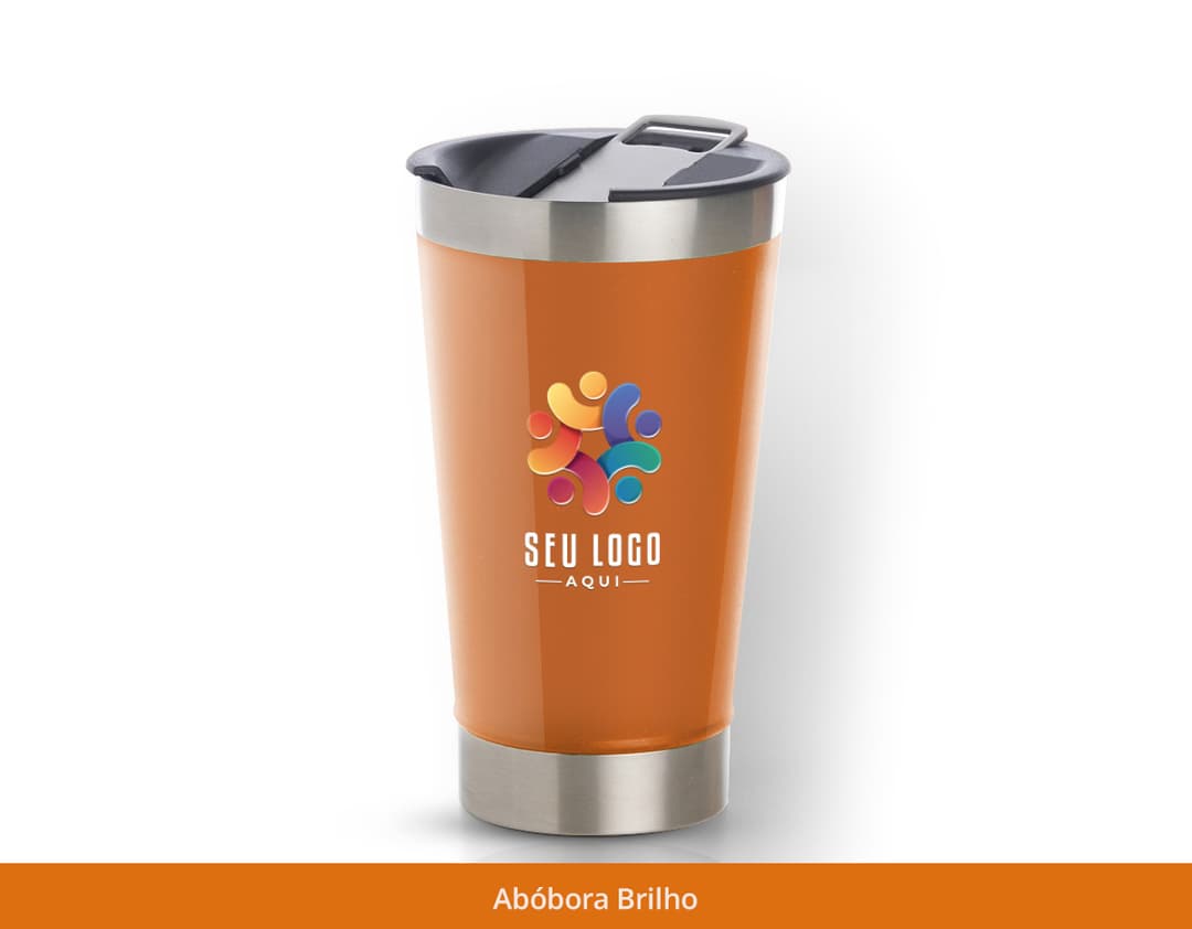 Copo Térmico Brilho e Cores Especiais em tons de amarelo e laranja, transparente e com efeito de reflexo. O copo é ideal para bebidas geladas, como sucos, vitaminas e cocktails refrescantes. Ideal também para manter a temperatura de drinks alcóolicos como vodka e cervejas geladas. Perfeito para quem busca praticidade e estilo em seus momentos de consumo.