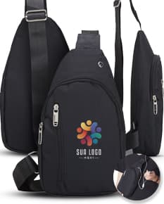 Bolsa de Ombro Nylon em preto, elegante e moderna, com alça de couro, fecho de metal, design fashion e elegância. Ideal para carregar seus pertences com estilo e praticidade.