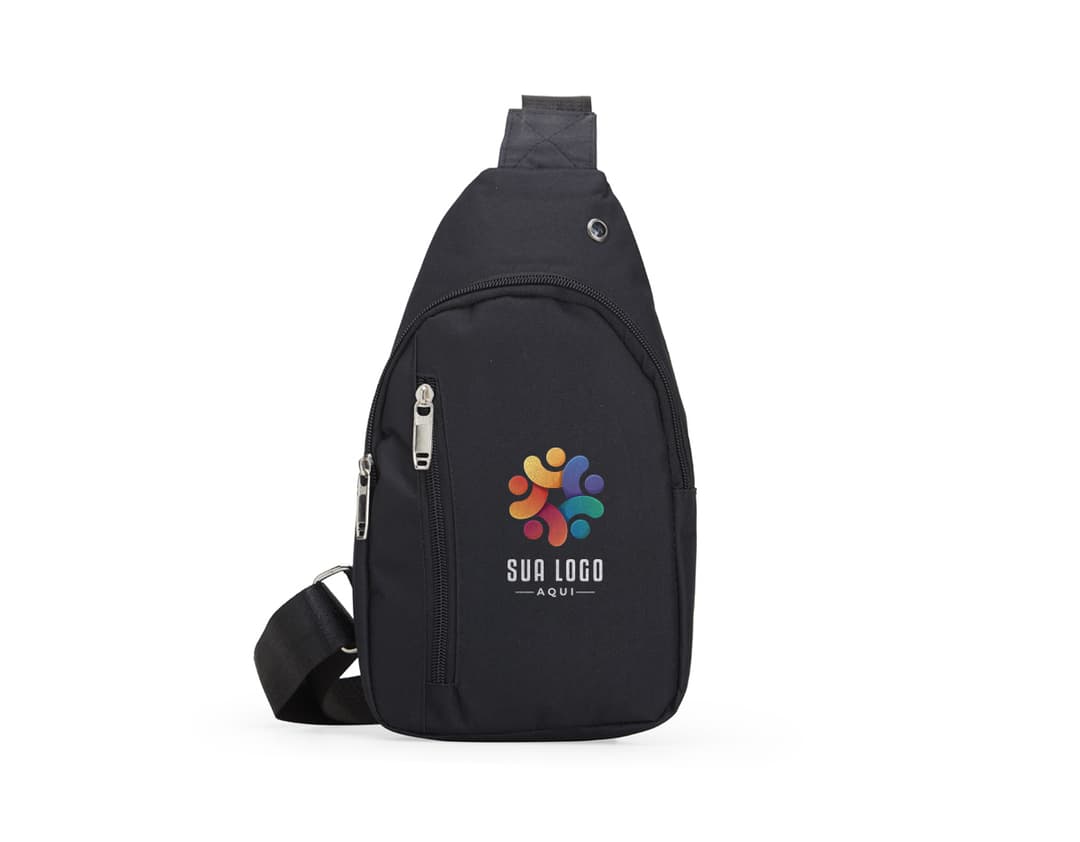 Bolsa de Ombro Nylon em preto, elegante e moderna, com alça de couro, fecho de metal, design fashion e elegância. Ideal para carregar seus pertences com estilo e praticidade.