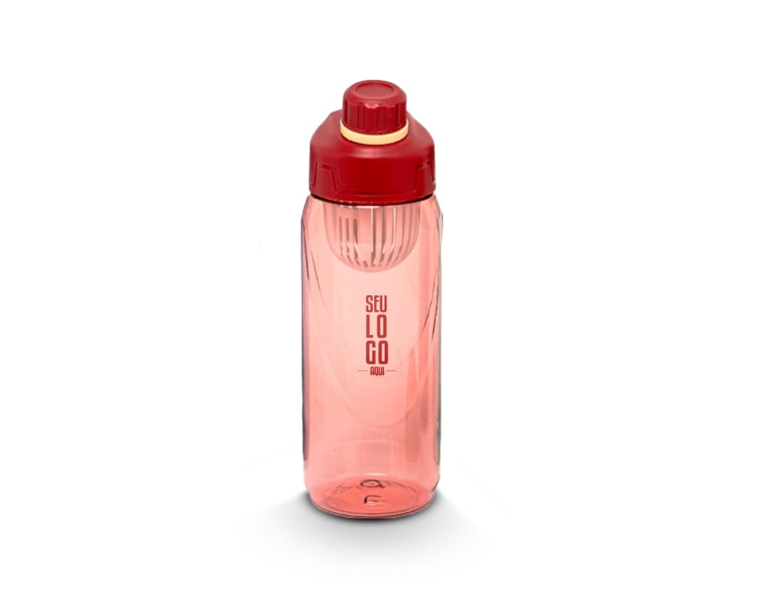 Squeeze plástico de 800ml para líquidos. Embalagem transparente, clean e saudável. Ideal para hidratação e cuidados de higiene.