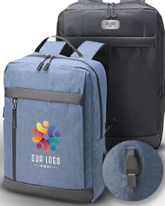Mochila de nylon preta de 21 litros com alça USB, ideal para negócios e viagens. Compartimentos internos para laptop, documentos e dinheiro. Design moderno e elegante, perfeito para profissionais.