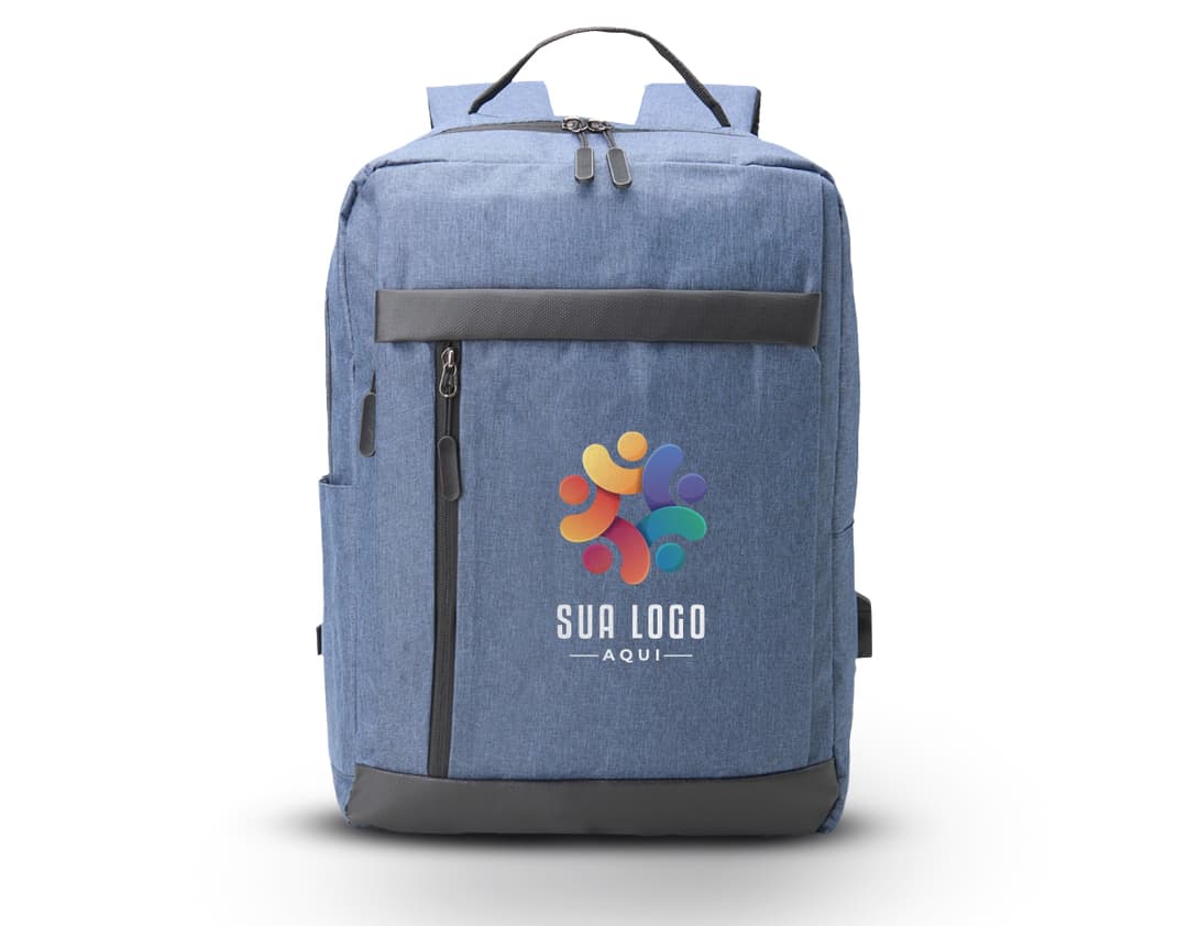 Mochila de nylon preta de 21 litros com alça USB, ideal para negócios e viagens. Compartimentos internos para laptop, documentos e dinheiro. Design moderno e elegante, perfeito para profissionais.