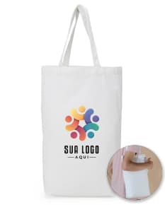 Sacola de algodão com alças internas, ideal para carregar compras no shopping. A embalagem é feita de papel, vazia e vem com etiqueta. Ótima opção para presentes, pode ser usada para transportar produtos de forma segura.