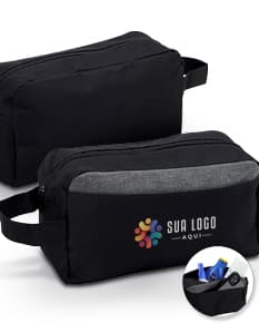 Nécessaire de nylon preto elegante para organizar seus acessórios com praticidade. Ideal para viagens ou uso diário, mantendo seus pertences seguros e bem organizados. Garanta já o seu!