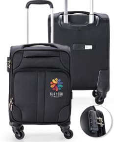 Mala de Bordo 30 Litros em design moderno e resistente, feita de couro e metal. Possui alça e rodinhas para facilitar o transporte. Ideal para viagens de negócios e armazenamento de equipamentos eletrônicos.