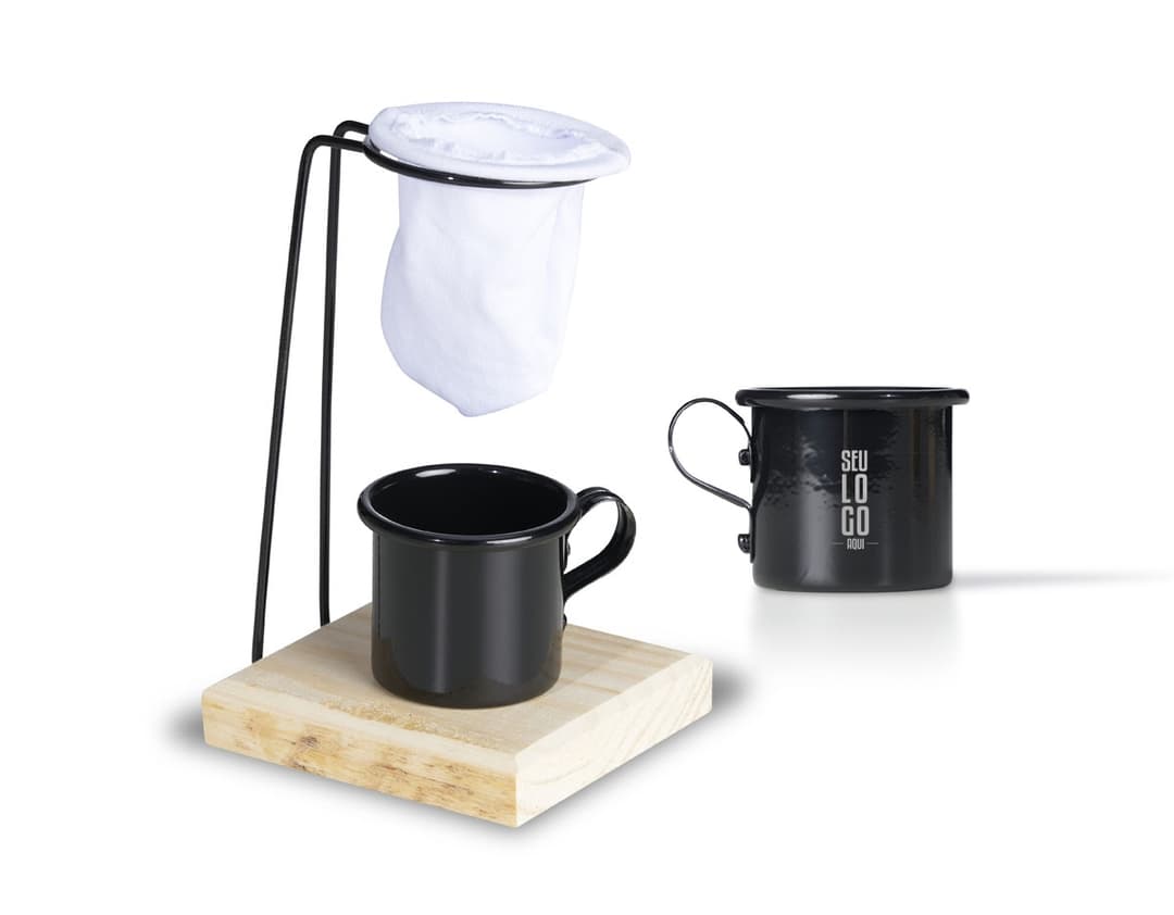 Kit café 3 peças em alumínio: bucket, caneca e bule. Ideal para servir sua bebida favorita com estilo. Equipamento resistente e prático. A solução perfeita para o seu desktop. Aproveite seu café em grande estilo!