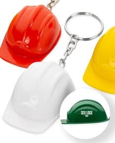 Chaveiro Capacete EPI Plástico: Chaveiro em formato de capacete de segurança feito de plástico.