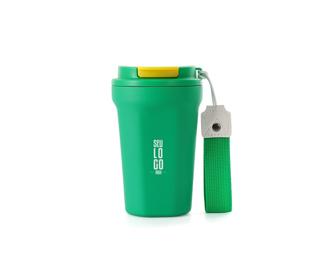 Bottle de metal prateado, item de higiene pessoal com capacidade de 350ml.