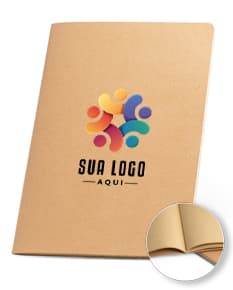 Caderno A5 de capa flexível em cartão.