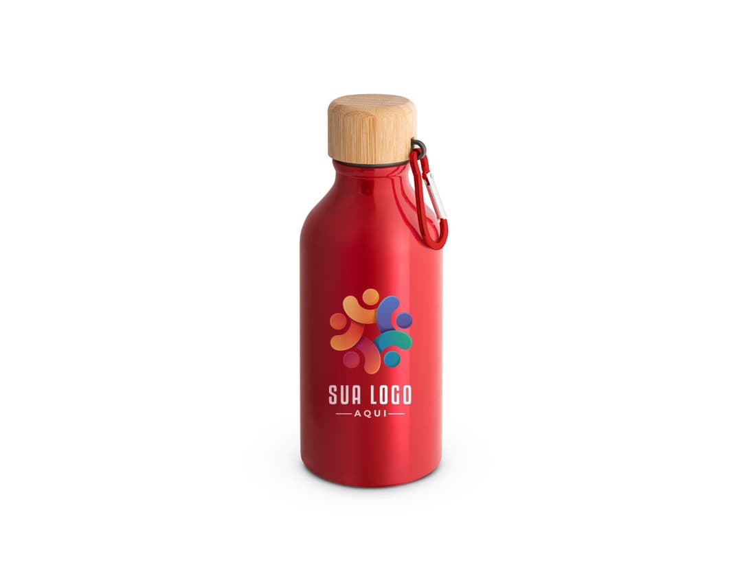 Bottle squeeze em alumínio para líquidos com tampa.