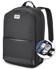 Mochila para Notebook Premium, moderna e elegante em couro preto. Possui diversos compartimentos para equipamentos eletrônicos, alças resistentes e design vintage. Ideal para viagens de negócios ou para uso no escritório.