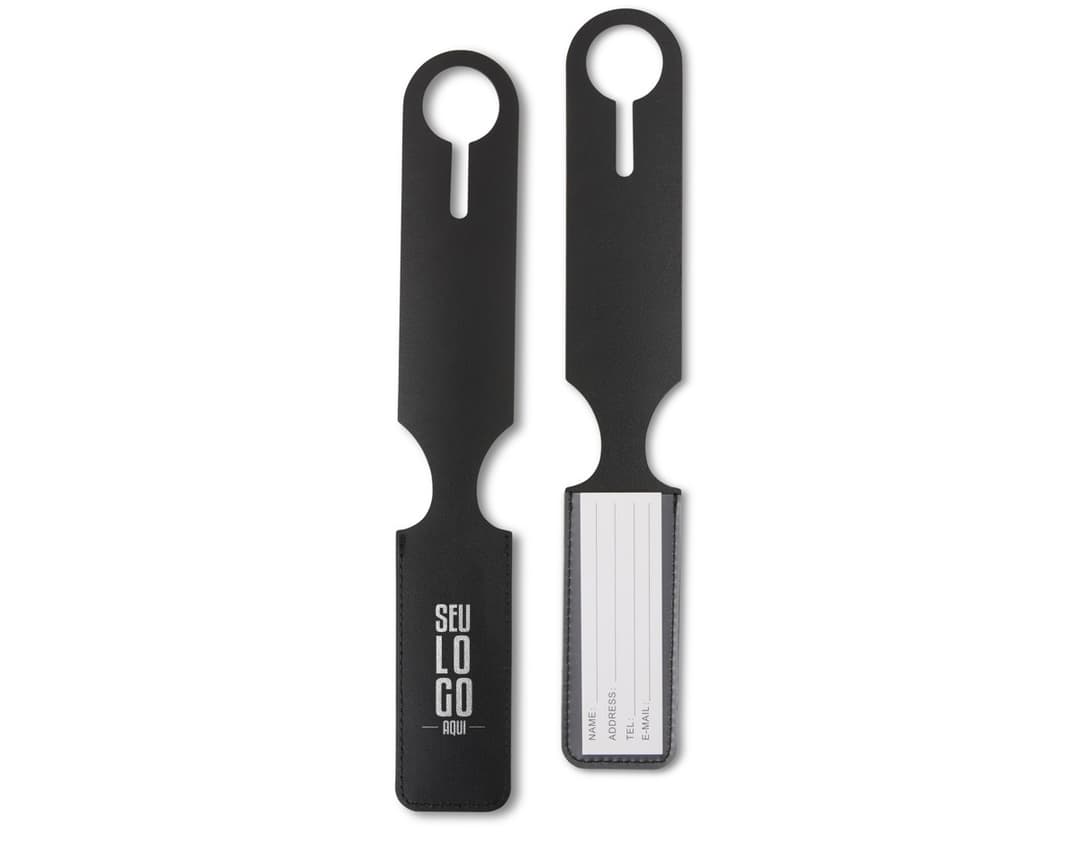 Identificador de bagagem em metal de aço inoxidável, com design moderno e prático. Ideal para identificar sua bagagem durante viagens.
