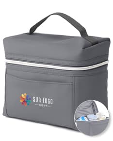 Bolsa térmica preta de couro moderna com alça, fecho de zíper e compartimento único. Ideal para transporte de alimentos e bebidas, trazendo elegância e praticidade para seu dia a dia.