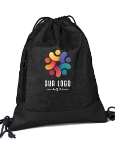 Sacola/Mochila preta de couro moderna, com alça, zíper e bolso. Ideal para viagens, negócios ou compras, acessório de moda elegante e versátil.