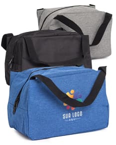 Mala térmica preta de 6 litros, feita de couro. Perfeita para levar alimentos e bebidas em viagens, trabalho ou compras. Estilo moderno e elegante, com alça de mão e zíper. Acessório de luxo para homens e mulheres, ideal para manter a comida fresca.
